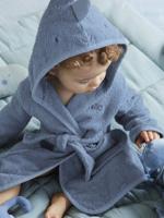 Personaliseerbare kinderbadjas KLEINE DINO Oeko-Tex® blauw