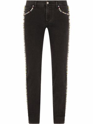 Dolce & Gabbana jean skinny à ornements en cristal - Noir
