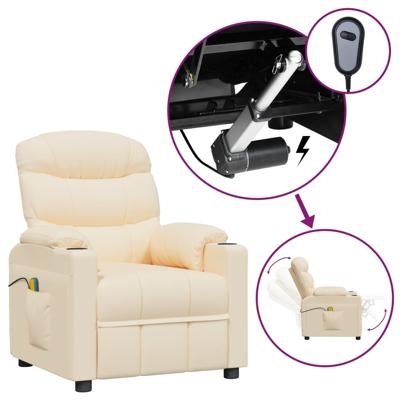 Massagestoel elektrisch stof crèmekleurig