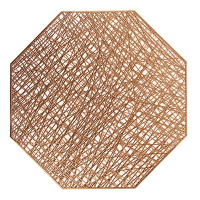 Pastorale achthoekige PVC geïsoleerde placemat creatieve holle placemat huishoudelijke tafel decoratie (brons)