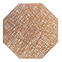 Pastorale achthoekige PVC geïsoleerde placemat creatieve holle placemat huishoudelijke tafel decoratie (brons)