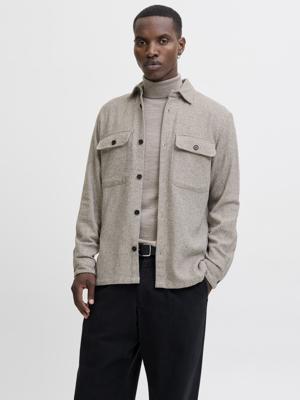 J&j Premium Jprrayle Melange Solid L/s Overshirt Sn Overshirt Ermine