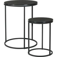 Bijzettafeltjes set 2x stuks Verona - zwart/zwart - D40 x H50 cm/D30 x H40 cm - metaal/hout