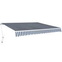 VidaXL Luifel handmatig uittrekbaar 400 cm blauw/wit - thumbnail