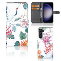 Samsung Galaxy S23 Plus Telefoonhoesje met Pasjes Bird Flowers - thumbnail