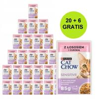 PURINA Cat Chow Sensitive with salmon and zucchini in sauce - nat kattenvoer - 26x85g (20 + 6 GRATIS)