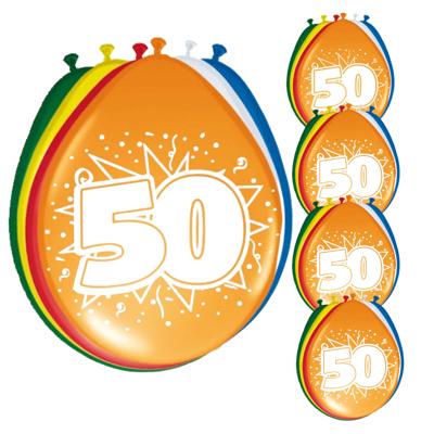 Folat 50e Verjaardag - leeftijd ballonnen - setje van 40x stuks - multi kleuren - 50 cm - versiering