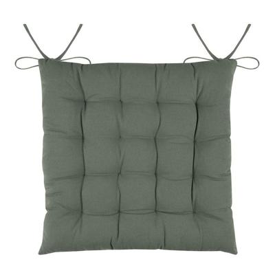 Stof Textile stoelkussens DUO - groen - 38 x 38 x 3.5 cm - touwtjes sluiting