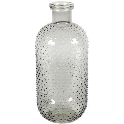 Bloemenvaas Cactus Dots - grijs transparant - glas - D15 x H35 cm