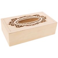 Tissuedoos/tissuebox rechthoekig van hout met sierlijk design 26 x 14 cm naturel - thumbnail