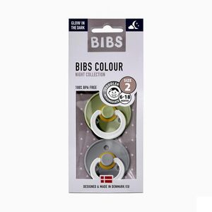 Bibs 2 Fopspeen Glow In The Dark Sage/cloud 2 Stuks