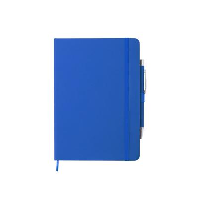 Schrift/notitieboekje met elastiek/pen A5 formaat - blauw