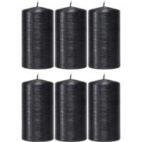 Cilinderkaars/stompkaars - 6x - zwart - 7 x 13 cm - 25 branduren - sfeerkaarsen - kaarsen