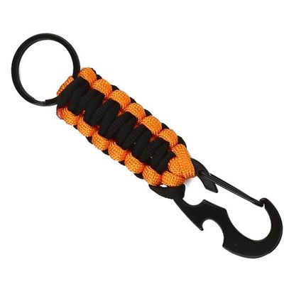 Sleutelhanger Zwart Oranje Paracord met Ring en Musketon