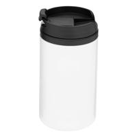 Thermosbeker/warmhoudbeker Koffie To Go - metallic wit - 290 ml - dubbelwandig - met schroefdop - thumbnail