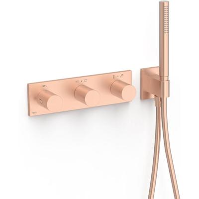Douchekraan Tres B-System | Inbouw | Thermostaatkraan | Excl.Inbouwdeel | 4-weg | Rechthoek | 24k Rose goud mat