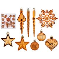 Kersthangers/ornamenten set - 32x stuks - oranje - kunststof