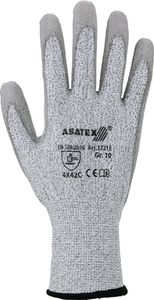 Asatex Snijbestendige handschoen | maat 9 grijs/grijs | EN 388 PSA-categorie II | HDPe / nylon / elastan / glasvezel m.PU | 10 paar - 3721E/9 3721E/9