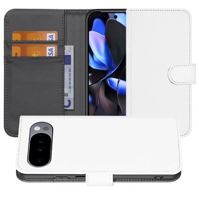 Google Pixel 10 Pro Boekcase Met Pasjeshouder Wit Grijs PU Leer