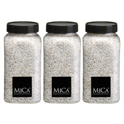 Mica Decorations decoratie stenen/granulaat - 3x - 650ml - wit - hobby steentjes