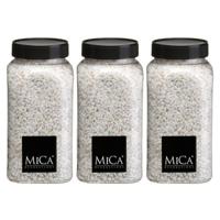 Mica Decorations decoratie stenen/granulaat - 3x - 650ml - wit - hobby steentjes