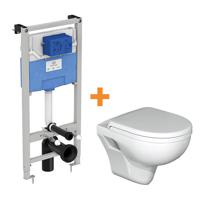 Linie Enzo hangend toilet hoogglans wit open spoelrand met Ideal Standard ProSys inbouwreservoir