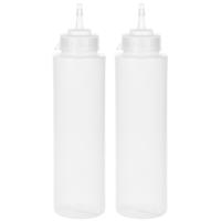 Doseerfles/sausfles transparant - 2x - kunststof - met schenktuit - 1000 ml - 28 x 8 cm