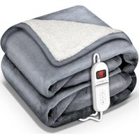 Sinnlein- Elektrische deken met automatische uitschakeling, lichtgrijs, 200 x 180 cm, warmtedeken met 9 temperatuurni... - thumbnail