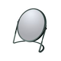 Make-up spiegel Cannes - 5x zoom - metaal - 18 x 20 cm - donkergroen - dubbelzijdig   -
