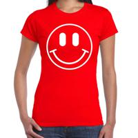 Verkleed T-shirt voor dames - smiley - rood - carnaval - foute party - feestkleding