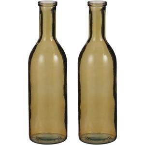 Mica Decorations Rioja Fles Vaas - Set van 2x stuks - 50 x 15 cm - Gerecycled Glas - Oker