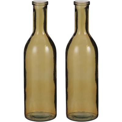Mica Decorations Rioja Fles Vaas - Set van 2x stuks - 50 x 15 cm - Gerecycled Glas - Oker