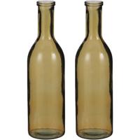 Mica Decorations Rioja Fles Vaas - Set van 2x stuks - 50 x 15 cm - Gerecycled Glas - Oker