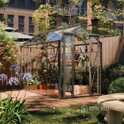 Royal Well Anne 3 tuinkas met veiligheidsglas en fundering - groengrijs Royal Well Anne 3 tuinkas met veiligheidsglas en fundering - groengrijs