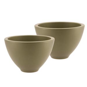 DK Design Bloempot/plantenpot - 2x - Vinci - olijfgroen mat - voor kamerplant - D15 x H23 cm