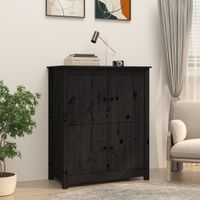 Dressoir 83x41,5x100 cm massief grenenhout zwart - thumbnail