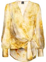 PINKO blouse cache-cœur à imprimé abstrait - Jaune