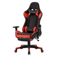 Gaming stoel met uittrekbare voetsteun 2D armsteun zwart/rood in kunstleer ML-Design - thumbnail