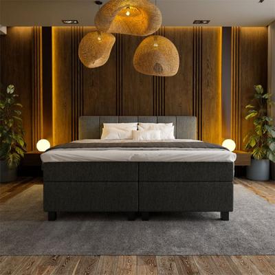 1-Persoons Boxspring Hotel Luxury - Wide - Antraciet 90x210 cm - Pocketvering - Inclusief Topper - Dekbed-Discounter.nl