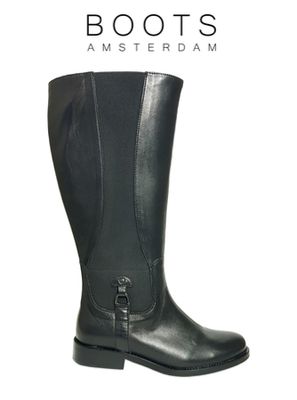 Aldridge   - Laarzen met Extra Brede Schacht - Zwart / Leder - Dameslaarzen Maat 44 - JJ Footwear