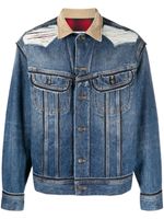 Maison Margiela x Pendleton veste en jean à effet usé - Bleu