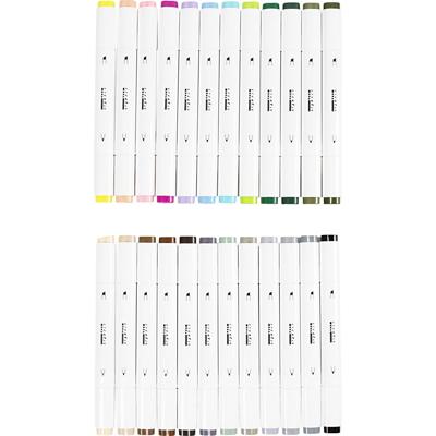 Creativ Company Tekenstift, lijndikte 1+8 mm, pastelkleuren, standaardkleuren, 24 stuk/ 1 doos
