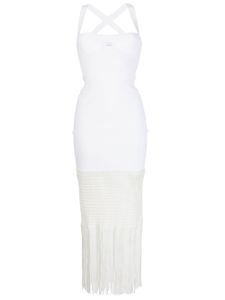 Galvan macramé fringe midi dress - Blanc