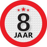 8 jaar leeftijd sticker - rond - Dia 9 cm - 8 jaar verjaardag - jubileum - leeftijd versiering