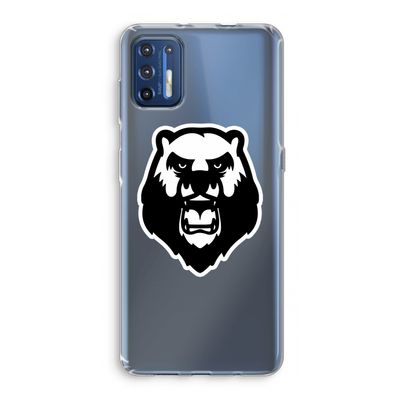 Angry Bear (white): Motorola Moto G9 Plus Transparant Hoesje