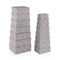 Set van opstapelbare opbergboxen Versa Hartjes Karton 15 Onderdelen 35 x 16,5 x 43 cm