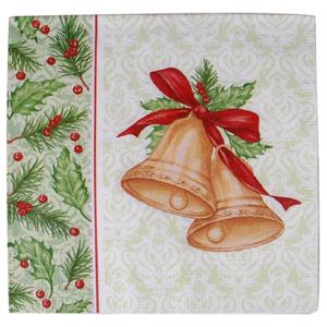 Gerimport Kerstservetten - 20x - kerstbellen print - 33 x 33 cm - 3 laags