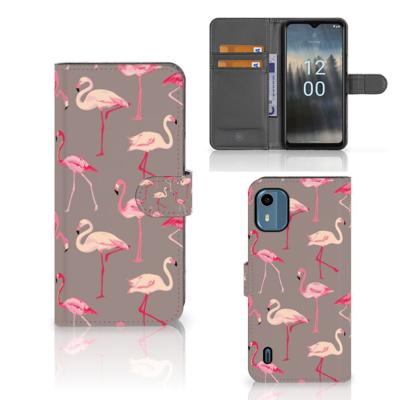 Nokia C12 | Telefoonhoesje | Met pasjeshouder | Flamingo