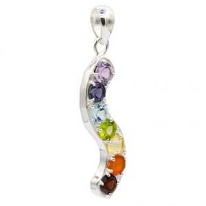 Chakra Hanger 7 halfedelstenen Zilver