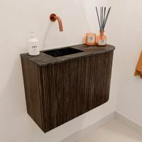 Toiletmeubel Mondiaz Joya Dlux | 61.6 cm | Meubelkleur Walnut | Faye wastafel Lava Wasbak Links | Zonder kraangat(en)